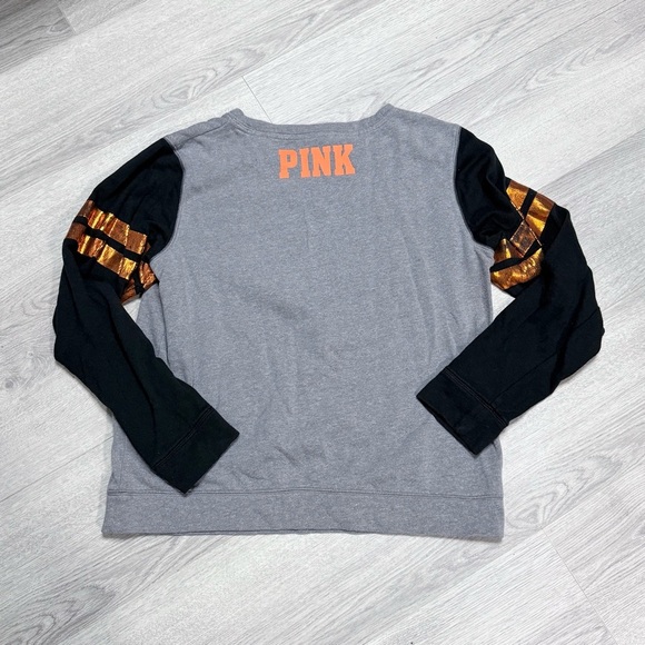 PINK Victoria Secret OSU Sweatshirt with Black and Orange Sleeves and sparkly o - Picture 7 of 8